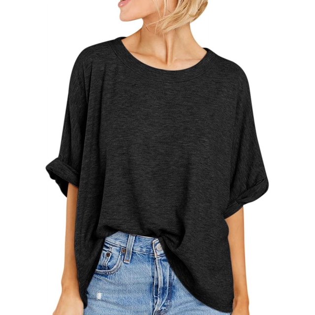 ORUYROP T-Shirt Surdimensionné pour Femmes Été Décontracté à Manches Courtes Tee Ample Hauts