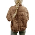 thumbnail image 2 of Kmbangi Women Stand Collar Long Sleeve Solid Color Full Zip Quilted Jackets, 2 of 3