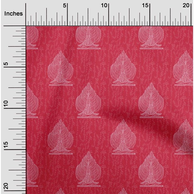 oneOone Cotton Poplin Fabric Leaves & Tree Block Print Fabric BTY 42 Inch Wide