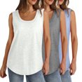 thumbnail image 1 of Plebaso Lot de 3 Débardeurs pour Femmes Décontractés d'Été Sans Manches Amples Col Rond T-Shirts Basiques pour Dames, 1 of 7