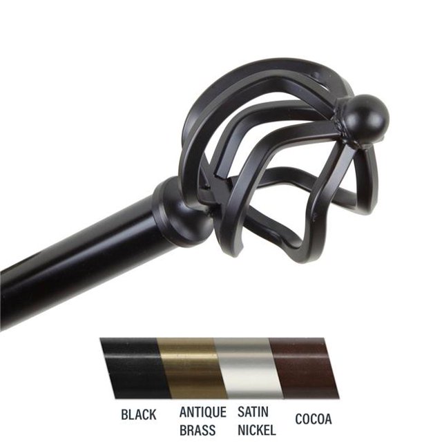 Central Design 4842-992 Giro Tringle à Rideaux de 0,81 Po, 120 à 170 Po - Noir