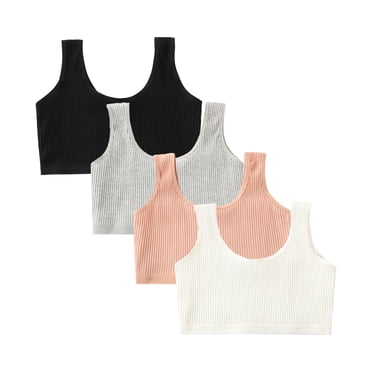 Brassières Sport Courtes Type Cami Adaptées aux Filles de 12 à 16 Ans, Fines en Coton, Bretelles Élastiques, Soutien-Gorge Respirant en Coton, Bretelles Ajustables, Coussinets Fixes