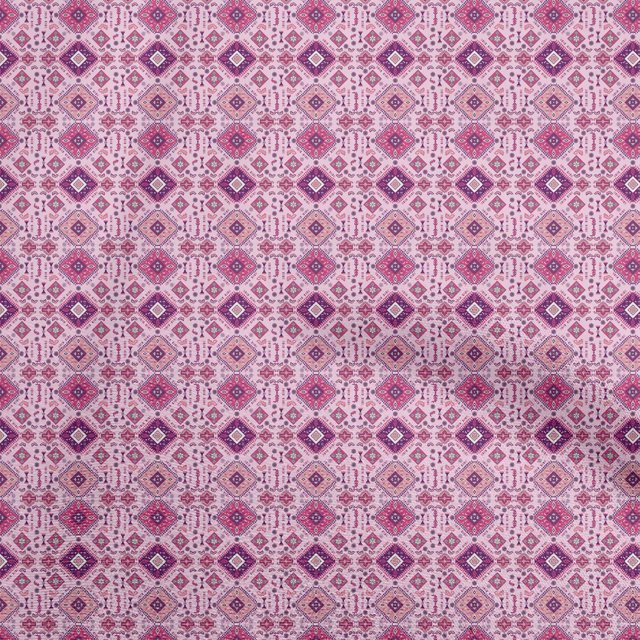 oneOone Polyester Spandex Pink Fabric Asian Kilim Craft Projects Decor Fabric Printed By The Yard 56 Inch Wide
