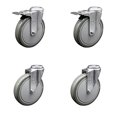 thumbnail image 2 of Ensemble de Roulettes Pivotantes en Polyuréthane avec Trou de Verrouillage de 4 L/6 Pouces x 1.25 Pouces Roues Grises - Inclut 2 avec Freins de Verrouillage Total - Capacité Totale de 1400 lbs - Marque Service Caster, 2 of 4