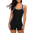 thumbnail image 3 of Women's One Piece Swimsuits Boyleg Sports Training Modest Swimwear, 3 of 7