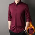 thumbnail image 2 of LNWUY Men's Long Sleeve Shirts Quick Dry Performance Shirt Spring Autumn Solid Color Padded Warm Comfortable Flip Collar Shirts Red M, 2 of 3
