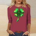 thumbnail image 1 of Elvqul Shirts Chemises Grande Taille pour Femmes Manches 3/4 T - Décontractés Graphiques Col Rond Vacances Vert Hauts pour Dames Mignon, 1 of 5
