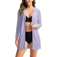thumbnail image 3 of BiZtdJrK Womens Swim Cover Up Sun Protection Hoodie Lightweight Long Sleeve Zip up Sun Protective Suits Going Out Tops with Pockets Purple L Ropa de Verano Para Mujer, 3 of 10