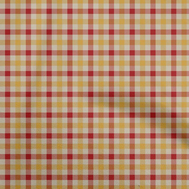 oneOone Rayon Mustard Yellow Fabric Check Sewing Craft Projects Fabric Prints By Yard 56 Inch Wide