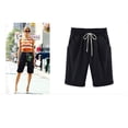 thumbnail image 3 of Pisexur Womens Shorts Cotton Linen Drawstring Solid Color Gym Workout Shorts Summer Comfy Elastic Waisted Shorts Plus Size Lounge Shorts Casual Beach Knee Length Shorts with Pockets,S-6XL, 3 of 3