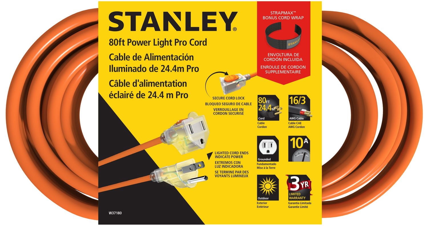 Stanley 80' Orange Power Light Pro Cord