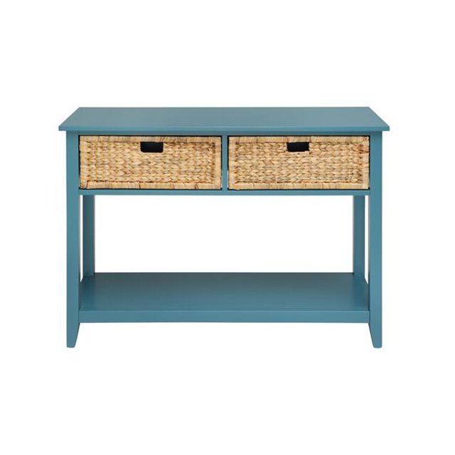 Home Roots Furniture 286387 28 x 44 x 16 in. Solid Wood Leg & Veneer Console Table - Teal