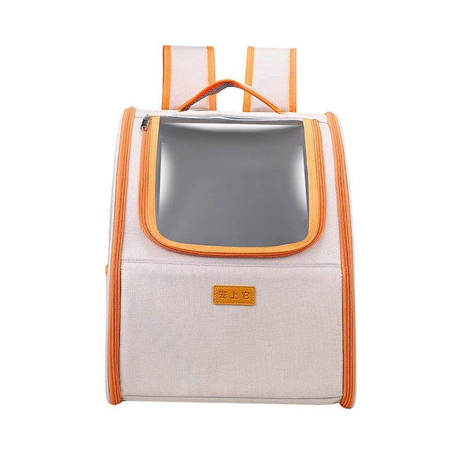 Sac à Dos Transparent Respirant pour Chat Chiots Fenêtre Pliable Extérieur Orange