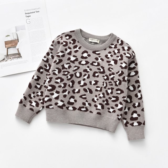 LSLJS Infant Kids Baby Girls Boys Leopard Print Knit Pullover Sweater Tops, Tddler Sweatshirt