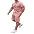 thumbnail image 1 of MesaSe 2 Pieces Suit Set Men  Neck Short Sleeve T-Shirt+ Shorts with Pocket, 1 of 6