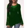 thumbnail image 1 of Chemises à Manches Longues en Dentelle pour Femmes, Col Rond, Blouses Irrégulières, 1 of 1