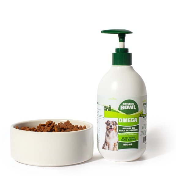 Nature's Bowl Salmon Oil Meal Topper for Dogs, Contain Astaxanthin, Pump Bottle, 500 mL