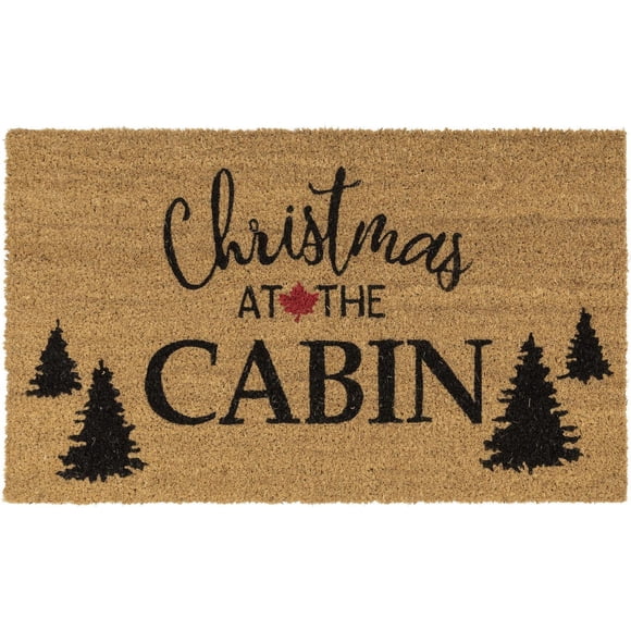 Canadiana Coir Mat "Christmas at the Cabin"