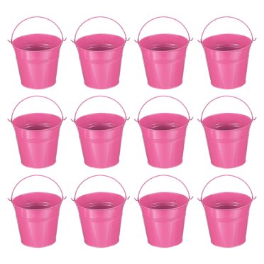 Small Metal Buckets with Handle Mini Galvanized Bucket Colorful Easter Buckets Rose Red 5"x4.7" 12 Pcs