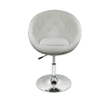 thumbnail image 2 of Nicer Furniture White Rounded Faux Leather bar Stool, 2 of 5