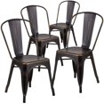 thumbnail image 1 of Commercial Grade 4 Pack Distressed Copper Metal Indoor-Outdoor Stackable Chair, 1 of 9
