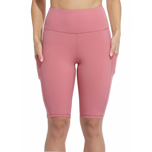 Women's Running Biker Shorts with Side Pockets High Waisted