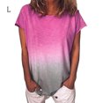 thumbnail image 1 of T-Shirt pour Femmes à Manches Courtes, Col Rond, Haut Dégradé, T-Shirt Décontracté à Col, T-Shirt, Rose Rouge, G, 1 of 6