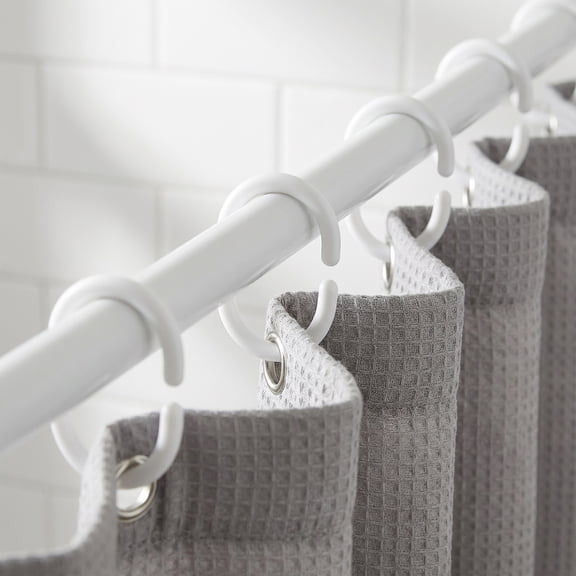 Mainstays Shower Curtain Hooks, Plastic, White, Set of 12