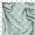 thumbnail image 3 of Soimoi Green Moss Georgette Fabric Bear & Rabbit Animal Print Sewing Fabric Yard 44 Inch Wide, 3 of 6