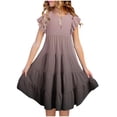 thumbnail image 2 of Tranfacy Robes d'Été pour Ados, Robes pour Filles Taille 10-12, Robe d'Été pour Filles 6-15 Mode Robe à Dégradé de Couleurs avec Poches Manches Courtes Col Rond Robe Trapèze, 2 of 5