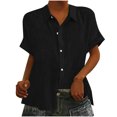 thumbnail image 1 of Yuyuzo Womens Button down Shirts Short Sleeve V Neck Tshirts Solid Color Office Work Tops Blouses, 1 of 6