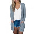 thumbnail image 1 of AherBiu Womens Cardigan Tops Long Sleeve Open Front Mid-Long Outwear with Pockets Spring Clothes, 1 of 5