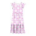 thumbnail image 5 of LOVZFMLL Fashion Girls Summer Short Sleeves Round Neck Solid Color Dress, 5 of 5