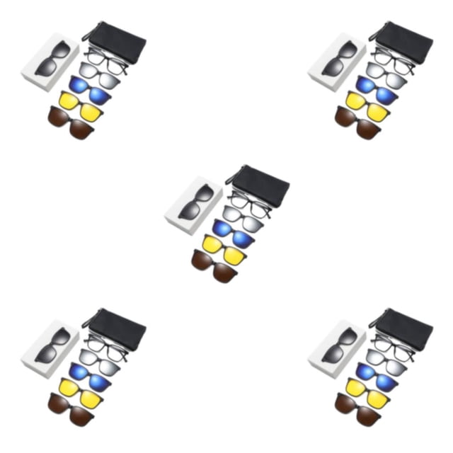 Transemion 5piece Magnetic Clip On Glasses Stable Fixation Dual-purpose For Eyeglasses And Smooth Line PC Frame Type 2 5Set