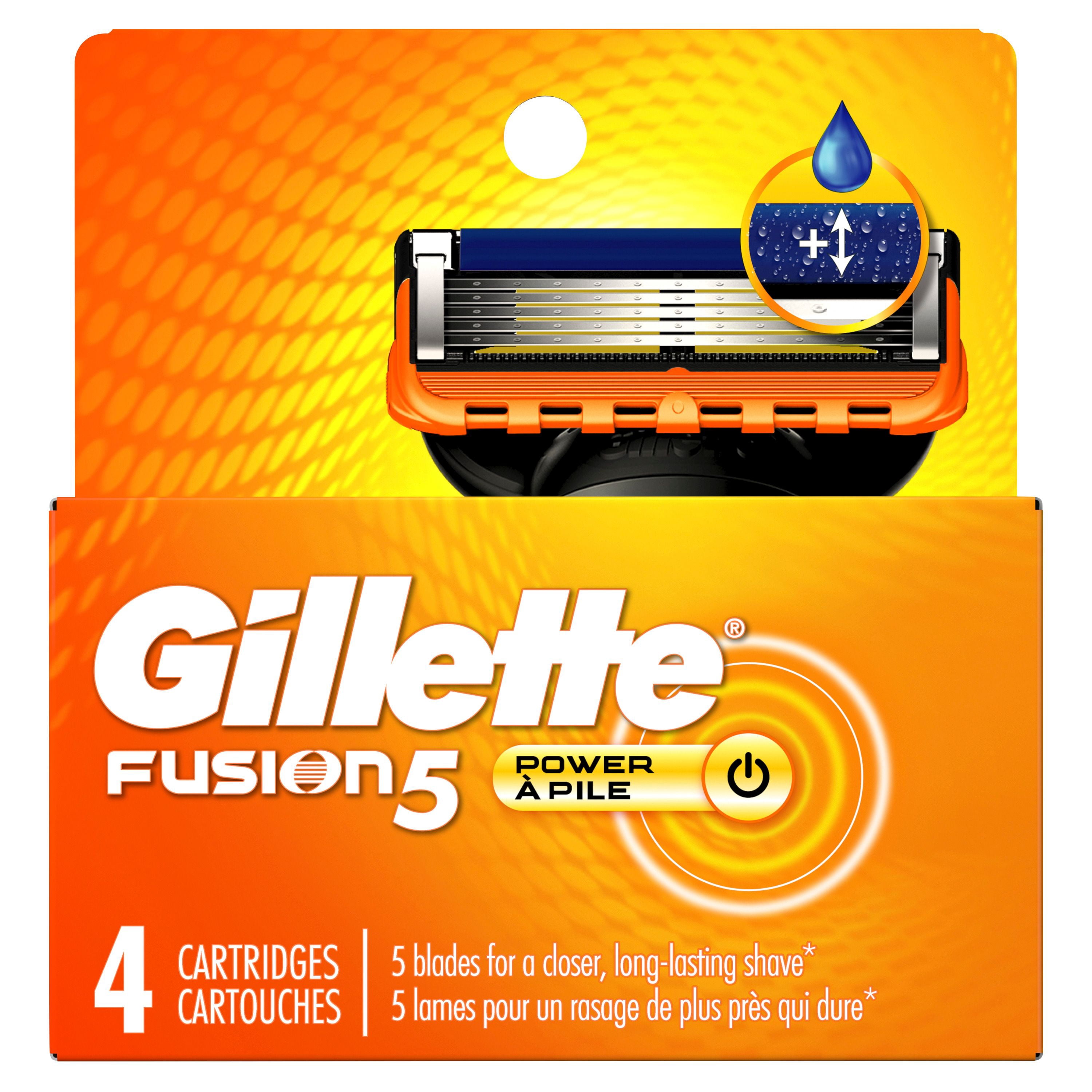 Gillette Fusion5 Power Recharges de Rasoir pour Hommes Cartouches de Rasoir, Bande Lubrifiante Plus Grand, Tondeuse de Précision, Lames de Rasoir à 5 Lames pour un Rasage de Près