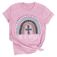 thumbnail image 2 of EGNMCR Chemise de Pâques pour Femmes Imprimé de Pâques Manches Courtes Col Rond T-Shirt, 2 of 3