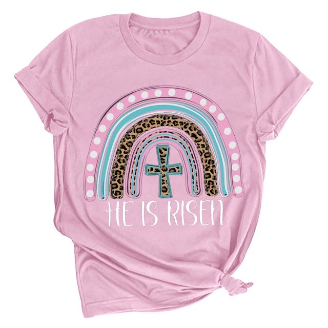 RKSTN Plus Size Tops for Women Easter Eggs Printing Short Sleeve Crew Neck Tops Fashion Solid Color Soft Blouse Tops
