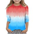 thumbnail image 1 of Splozh Longues Chandails à Manches pour Filles, Col Rond Décontracté, T-Shirt à Manches Trois Quarts, Haut Basique Régulier à Manches 3/4, Bleu Ciel, 12-13 Ans, 1 of 5