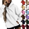 thumbnail image 2 of Chandails à Capuchon pour Femmes Coupe Ajustée Chandails à Capuchon à Enfiler Automne Uni Basique Chandail à Manches Longues avec Poche avant Tenue de Détente Chandail de Sport Femme Rouge XXXXXL, 2 of 5