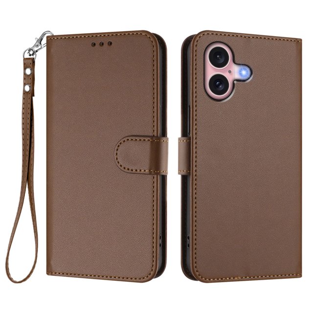 GANGXUN Wallet Case for iPhone 16 – Magnetic Closure, RFID Blocking, Wrist Strap, Wireless Charging Compatible