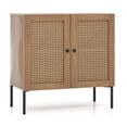 thumbnail image 1 of Giantex Buffet Bahut, Armoire de Rangement de Cuisine avec Portes Décorées en Rotin, Table Console (Chêne, 1), 1 of 8
