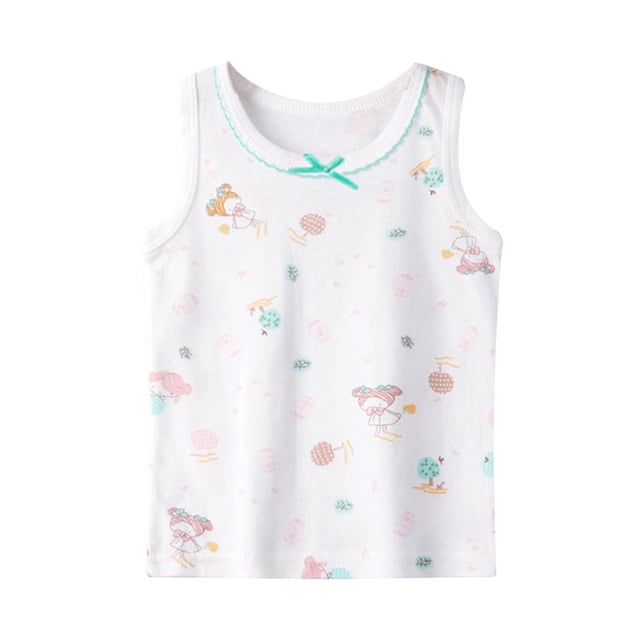 WEAIXIMIUNG Undershirt with Shelf Bra Girls' Small Vest Summer Thin Floral Undershirt In The Little Girl Cute Top