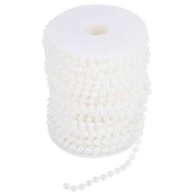 Pearl Wire Beads Pearl Garland Pearl Garland String Pearl Bead Roll 25m/roll Grinding Pearl Wire Beads Garland String DIY Wedding Decoration 6mmwhite