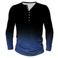 thumbnail image 2 of Men's Printing Button Casual Long Sleeve Round-Neck Blouses Shirts RXIRUCGD Marine, Taille: 4TG, 2 of 4