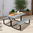thumbnail image 4 of Gymax Picnic Table Set, 54'' x 59'' x 28.5'', with 1 Picnic Table and Bench, Grey (1 Count), 4 of 10