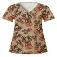 thumbnail image 1 of Hauts Style Infirmière à Imprimé Renne pour Femmes T-shirt de Noël, 1 of 2