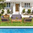 thumbnail image 1 of Gymax 4PCS Patio Acacia Wood Furniture Set PE Rattan Conversation Set w/ Grey Cushions, 1 of 10