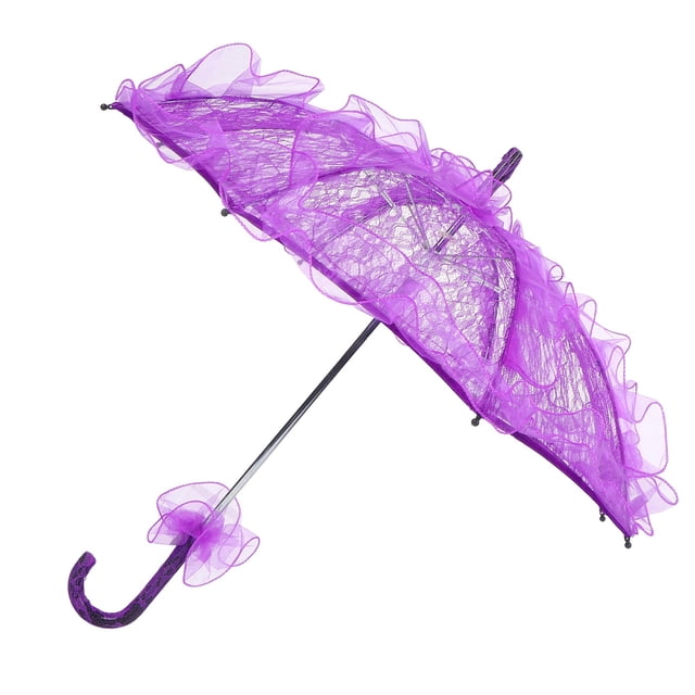Lace Parasol, Beautiful Bridal Umbrella Lace Embellishment For Photos For Weddings For Parties Purple