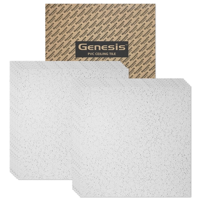 Genesis 2ft x 2ft Printed Pro Ceiling Tiles, Waterproof, Washable, Fire-Rated PVC, 12 Tiles