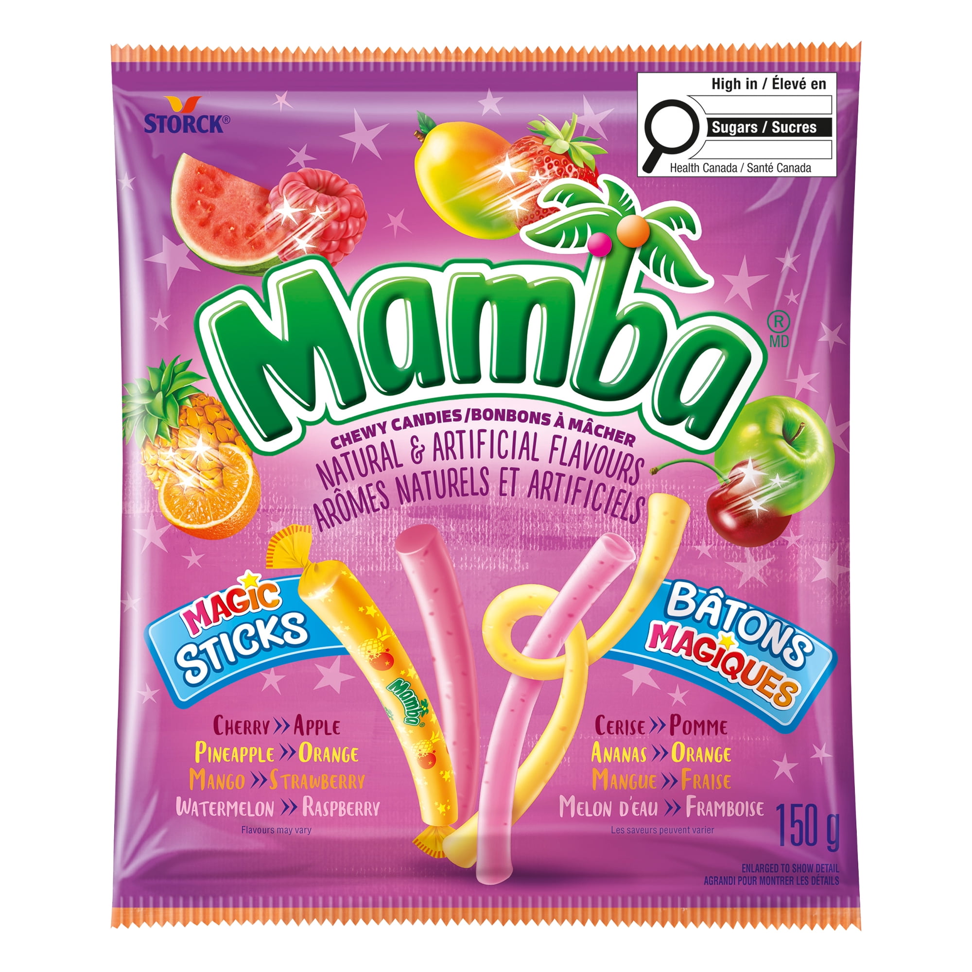 Mamba Assorted Fruity Chewy Candies, Magic Sticks
